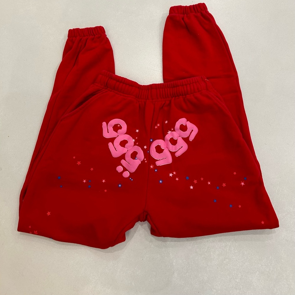 SOLD Spider worldwide red angel 555 red sweatpants